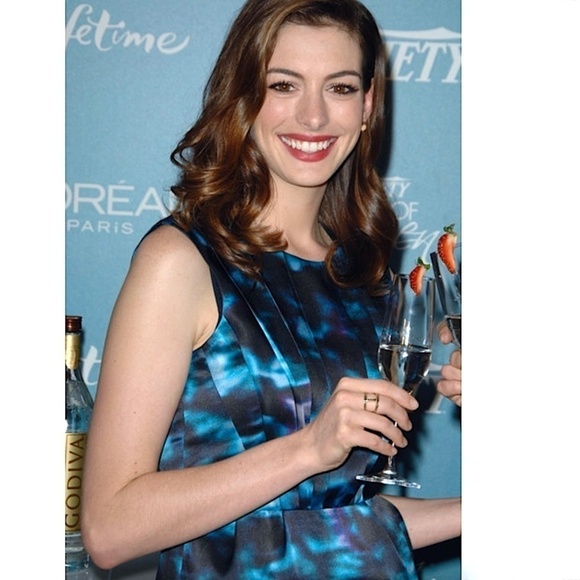 ERDEM Abstract Stretch Mini Pencil Skirt Blue Celeb Designer Favorite - Picture 2 of 11